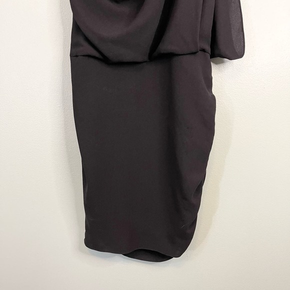 Haute Hippie Women's Black Side Zip Cowl Neck One Cold Shoulder Mini Dress Small - Picture 4 of 9